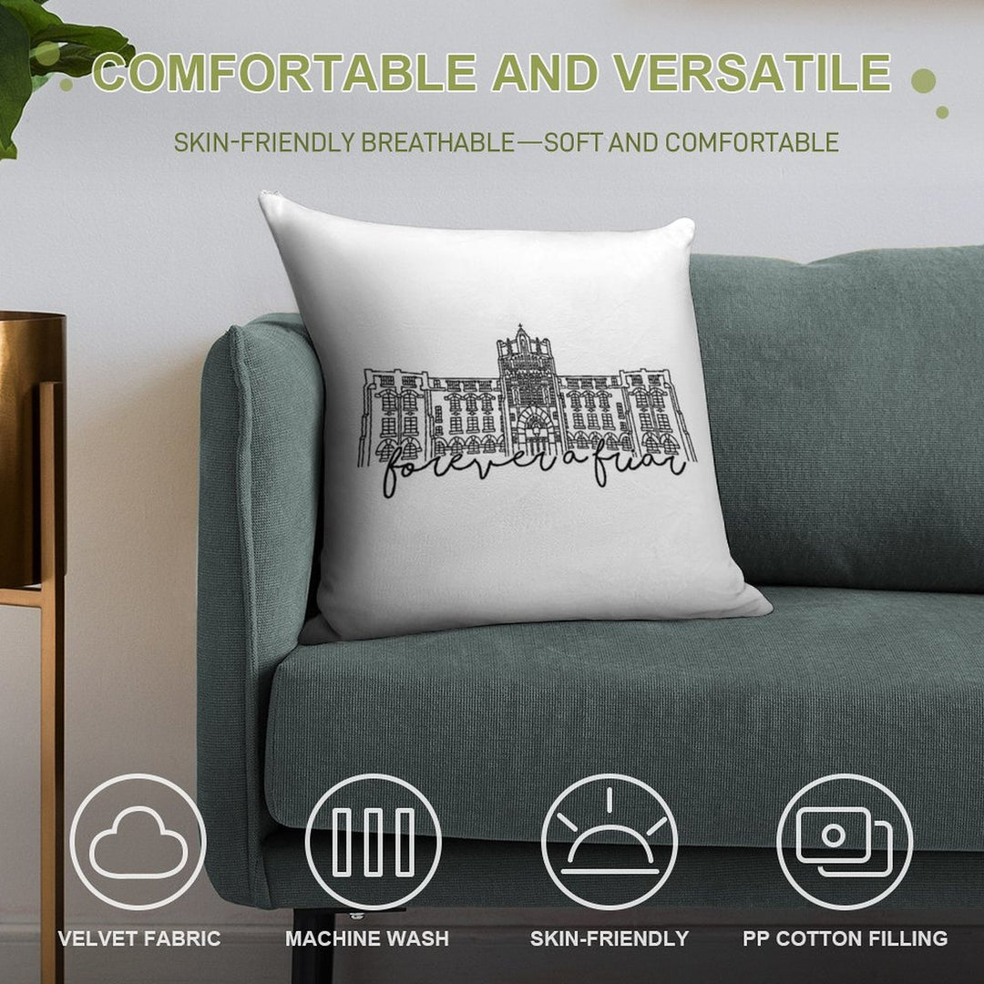 Forever A Friar Providence College Harkins Hall Soft Fade-Resistant Throw Pillow