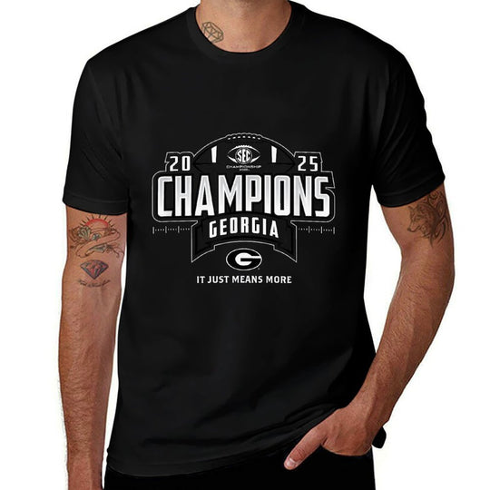 Georgia Bulldogs SEC Champs 2025 Football Locker Room  Versatile T-Shirt