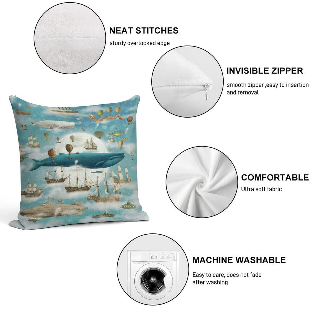 Ocean Meets Sky - Book Art Soft Gift Ready Throw Pillow