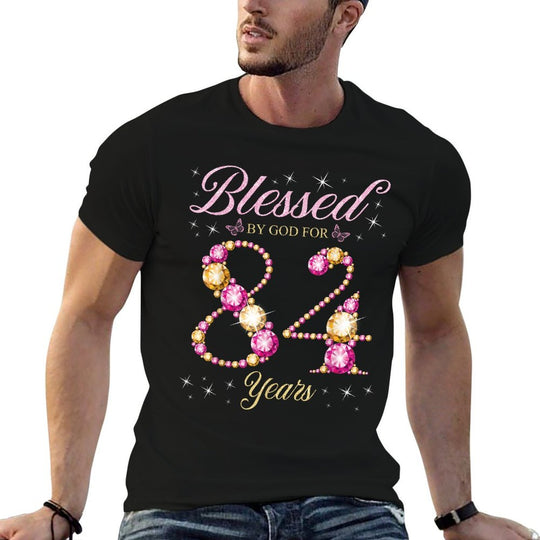 Blessed By God For 84 Years Old 84th Birthday Party  Slim-fit Cut T-Shirt