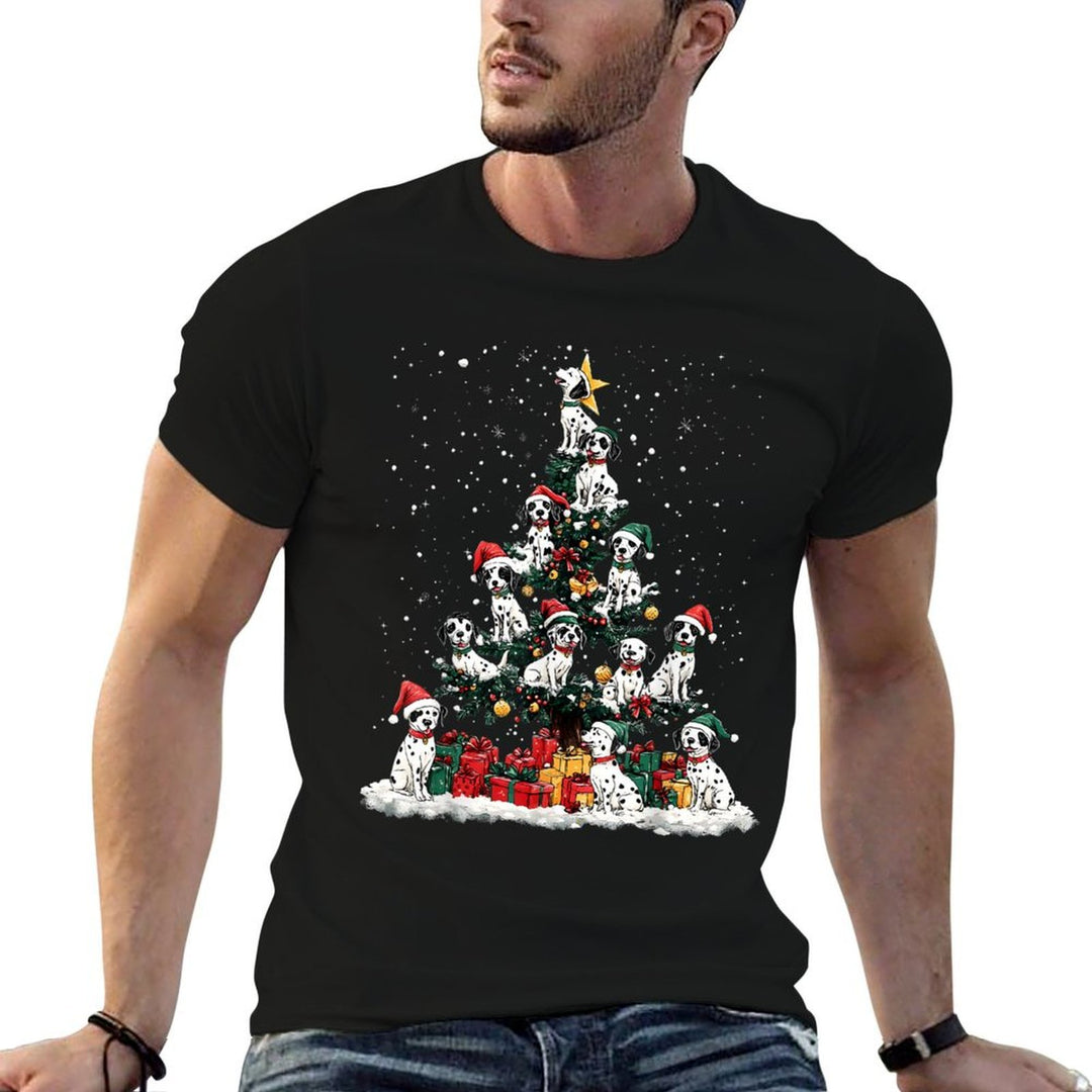Dalmatian Christmas Tree Dog Santa Xmas Merry Dogmas Men Women Kids  Graphic-printed T-Shirt