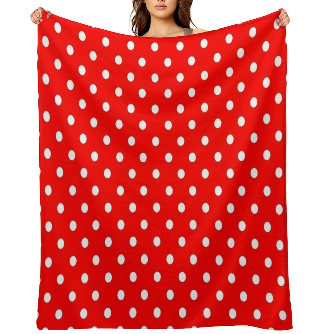 White Dots on Red Sustainable Throw Blanket