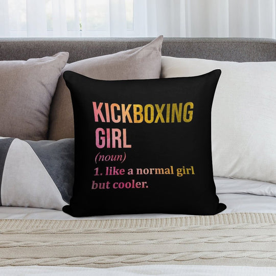 Kickboxing Girl Definition in Watercolor Soft Gift Ready Throw Pillow
