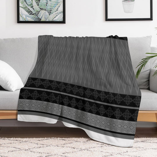 Geometric Ethnic Pattern Oriental in Black And Gray Comfort Throw Blanket