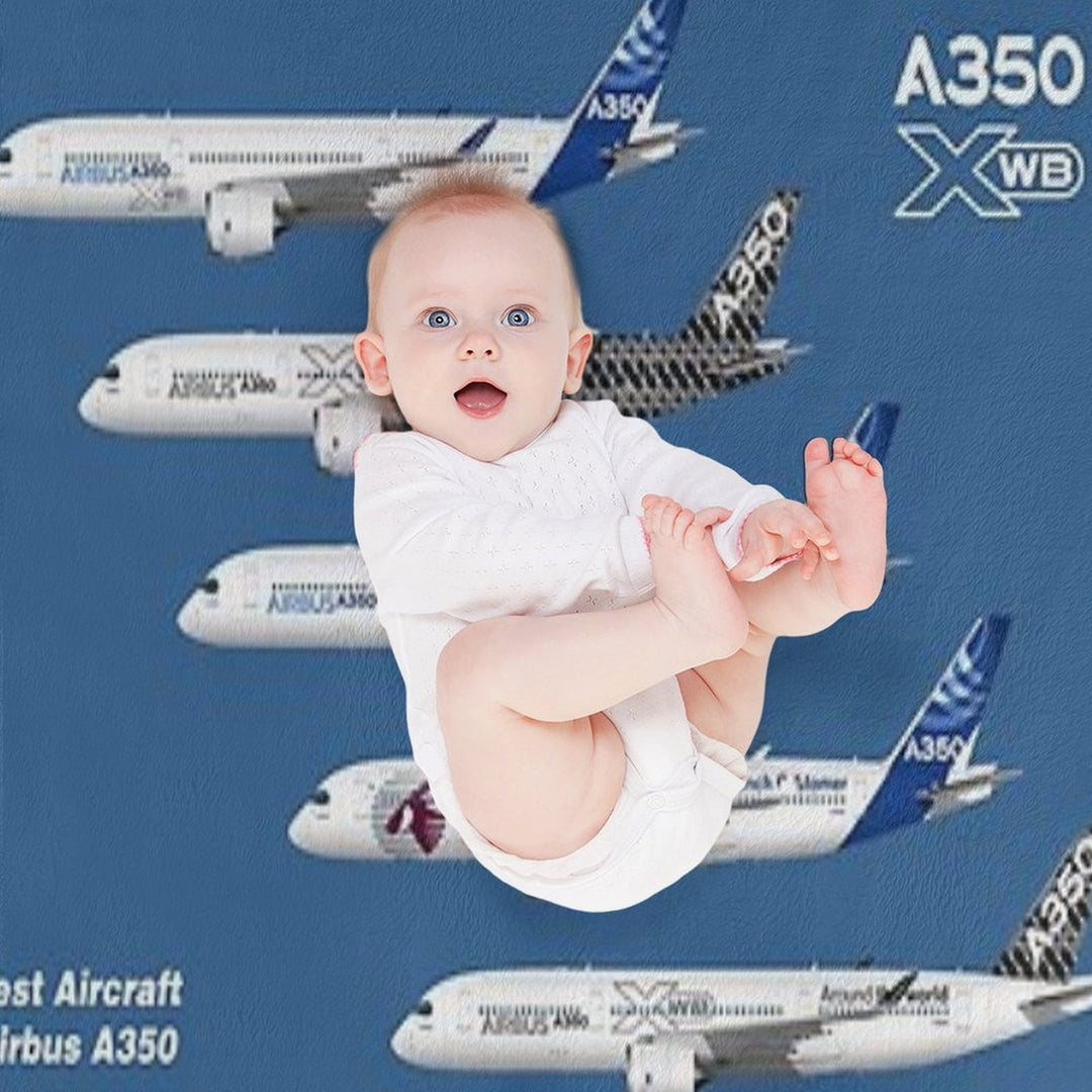 Airbus A350 Test Aircraft Fleet Illustration Travel-friendly Throw Blanket
