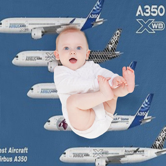 Airbus A350 Test Aircraft Fleet Illustration Travel-friendly Throw Blanket