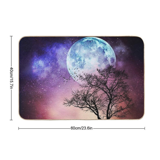 Moon Tree - Magical Night Scene with Tree And Full Moon  Fade-Resistant Bath Mat