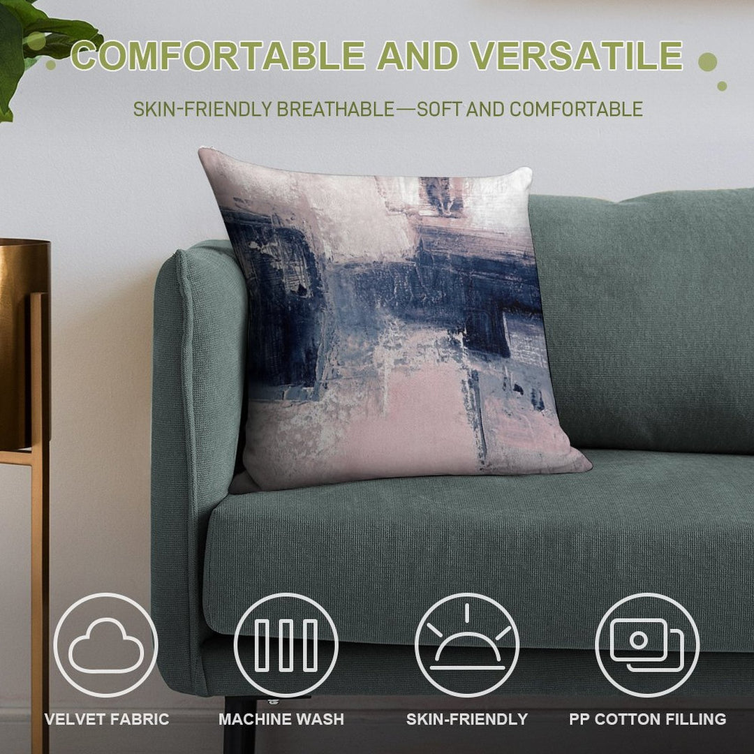 Pink And Navy 2 Soft Hidden Zipper Throw Pillow