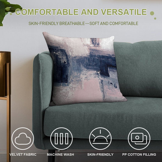 Pink And Navy 2 Soft Hidden Zipper Throw Pillow