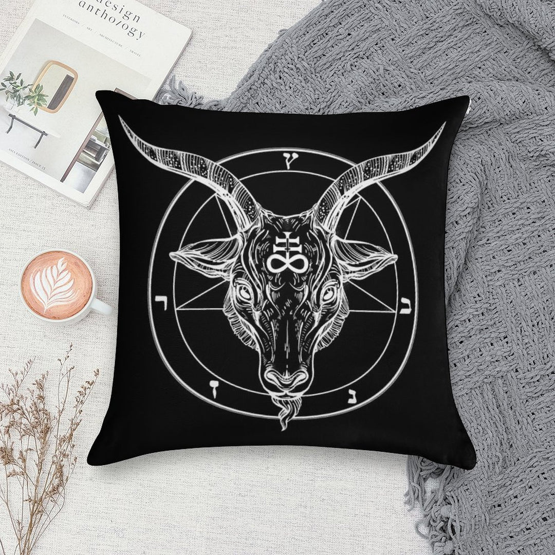 Baphomet Goat Head with Pentagram Occult Symbolism Or Satanist Symbols Soft Easy Maintenance Throw Pillow