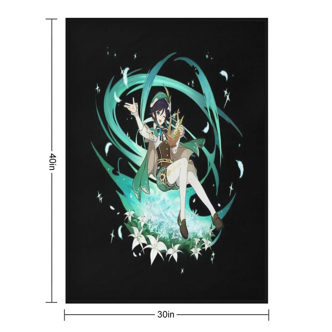 Genshin Impact - Venti Official Character Wish - Gacha Splash Art Sustainable Throw Blanket