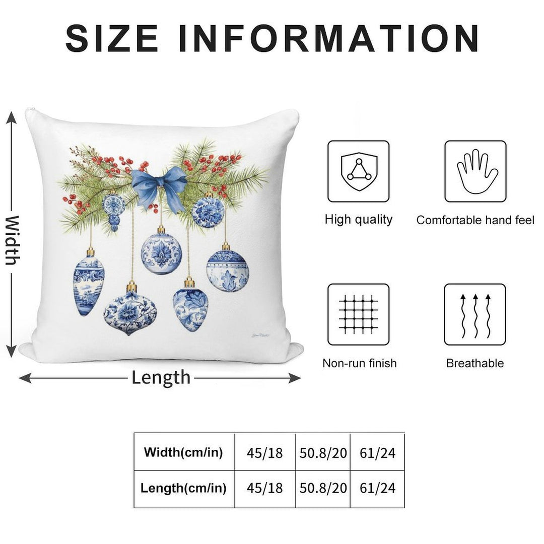 Blue Chinoiserie Christmas A Soft Washable Throw Pillow