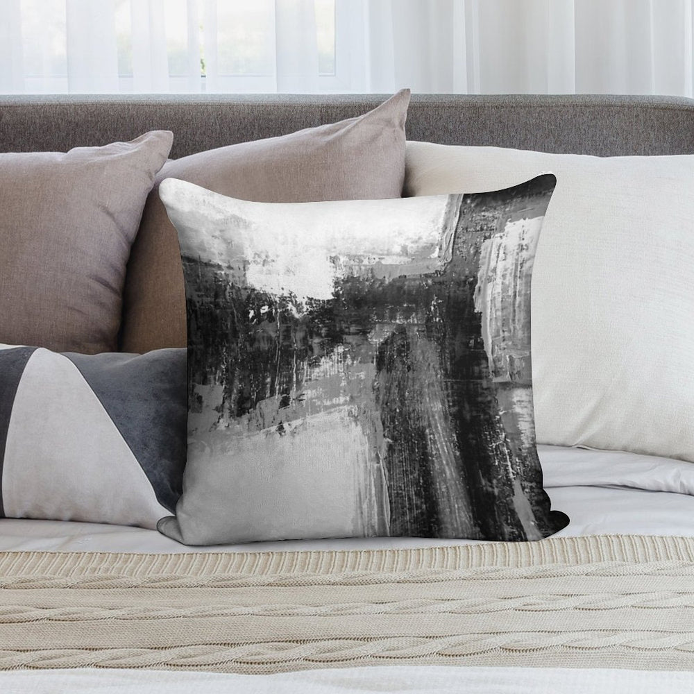 Black White Abstract Soft Shrink-Resistant Throw Pillow