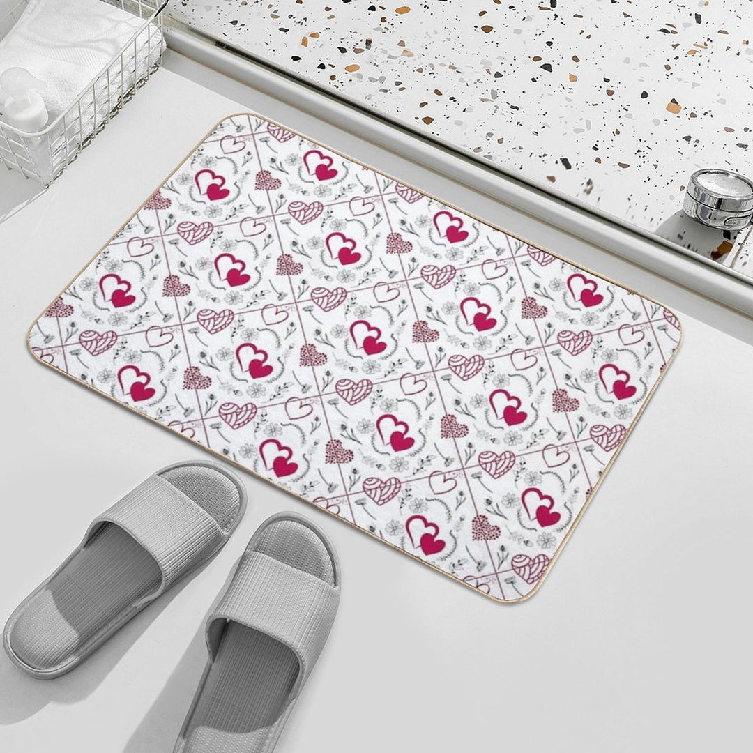 Red & White Hearts Galore  Fade-Resistant Bath Mat