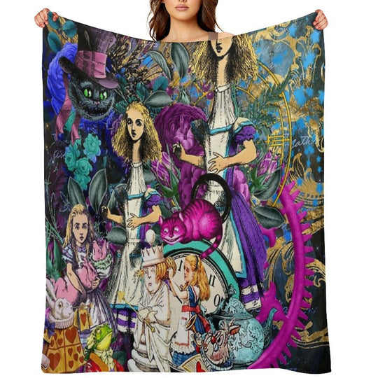 Alice Wonderland, Alice in Vintage Wonderland Plush Throw Blanket