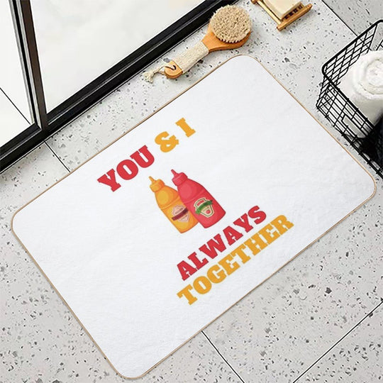 You & I Always Together Ketchup Heinz Mustard Condiments  Eco-Friendly Bath Mat
