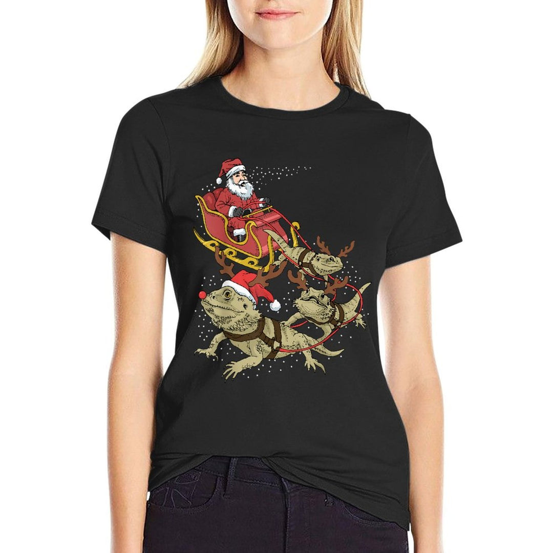 Bearded Dragon Christmas  Polyester Blend T-Shirt