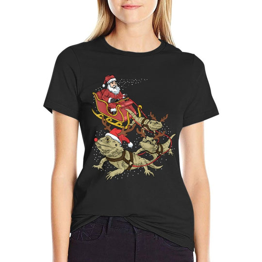 Bearded Dragon Christmas  Polyester Blend T-Shirt