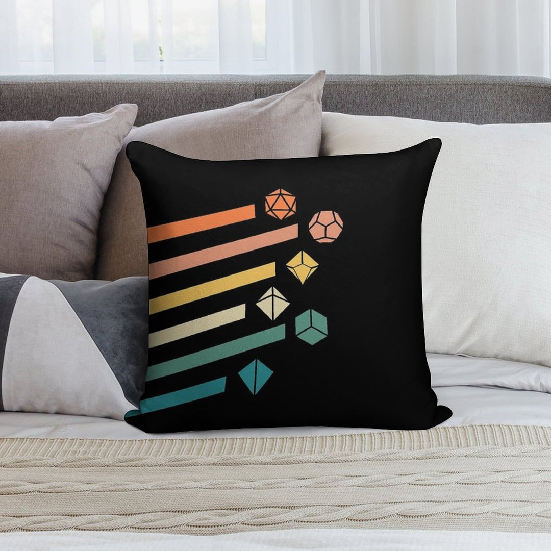 Retro Rainbow Polyhedral Dice Set Colors Tabletop RPG Soft Home Decor Throw Pillow