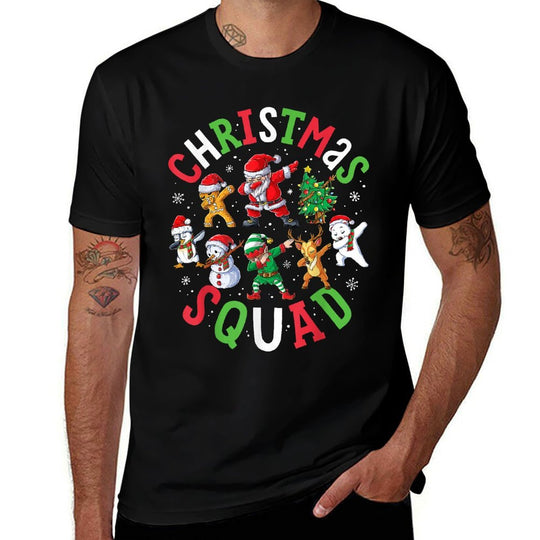 Christmas Squad Santa Dabbing Elf Family Matching Pajamas  Breathable T-Shirt
