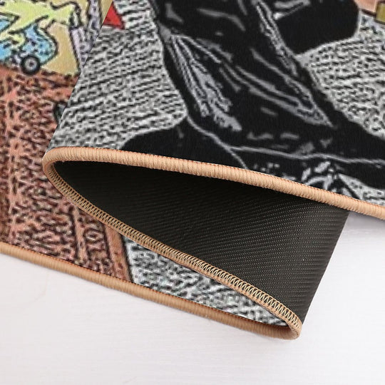 A Tuxedoed Dinosaur Helps Evict Rowdy Party-goers.  Toxin-Free Bath Mat