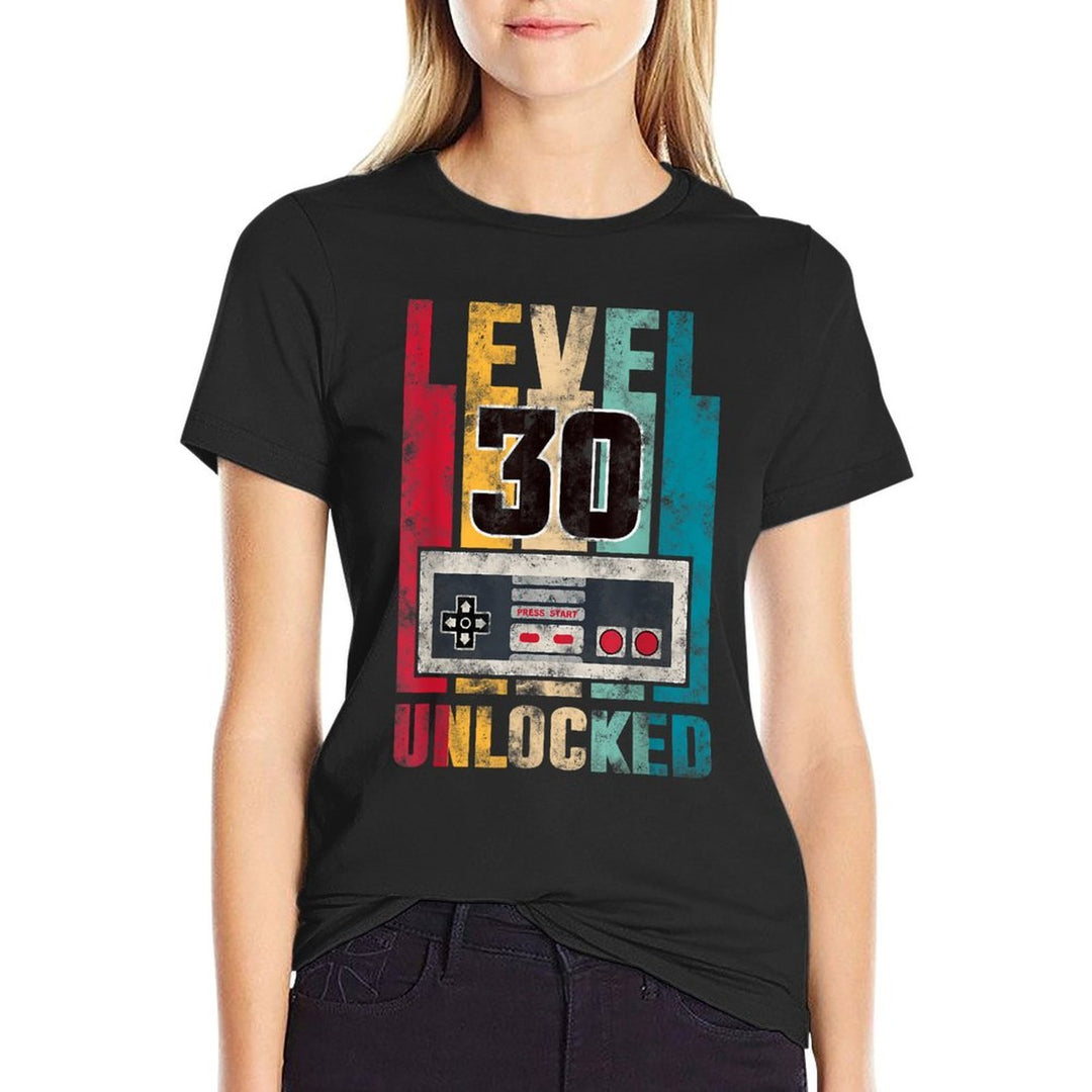 Level 30 Unlocked Funny Gamer 30 Years Old 30th Birthday  Quick-drying T-Shirt