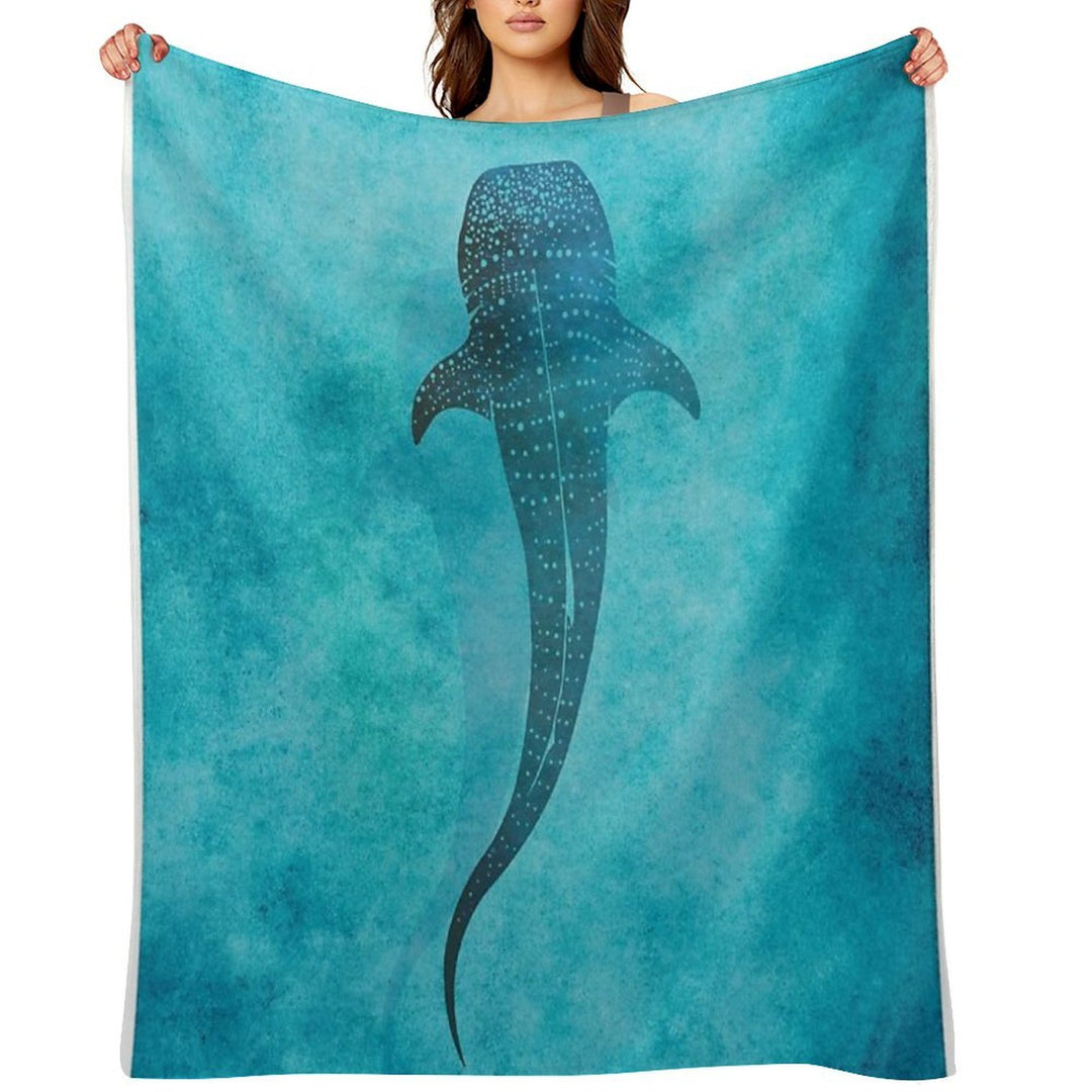 Whale Shark Blue Ocean Travel-friendly Throw Blanket