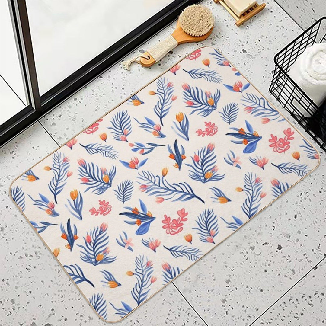 Succulent Garden Pattern on Cream  Pet-Safe Bath Mat