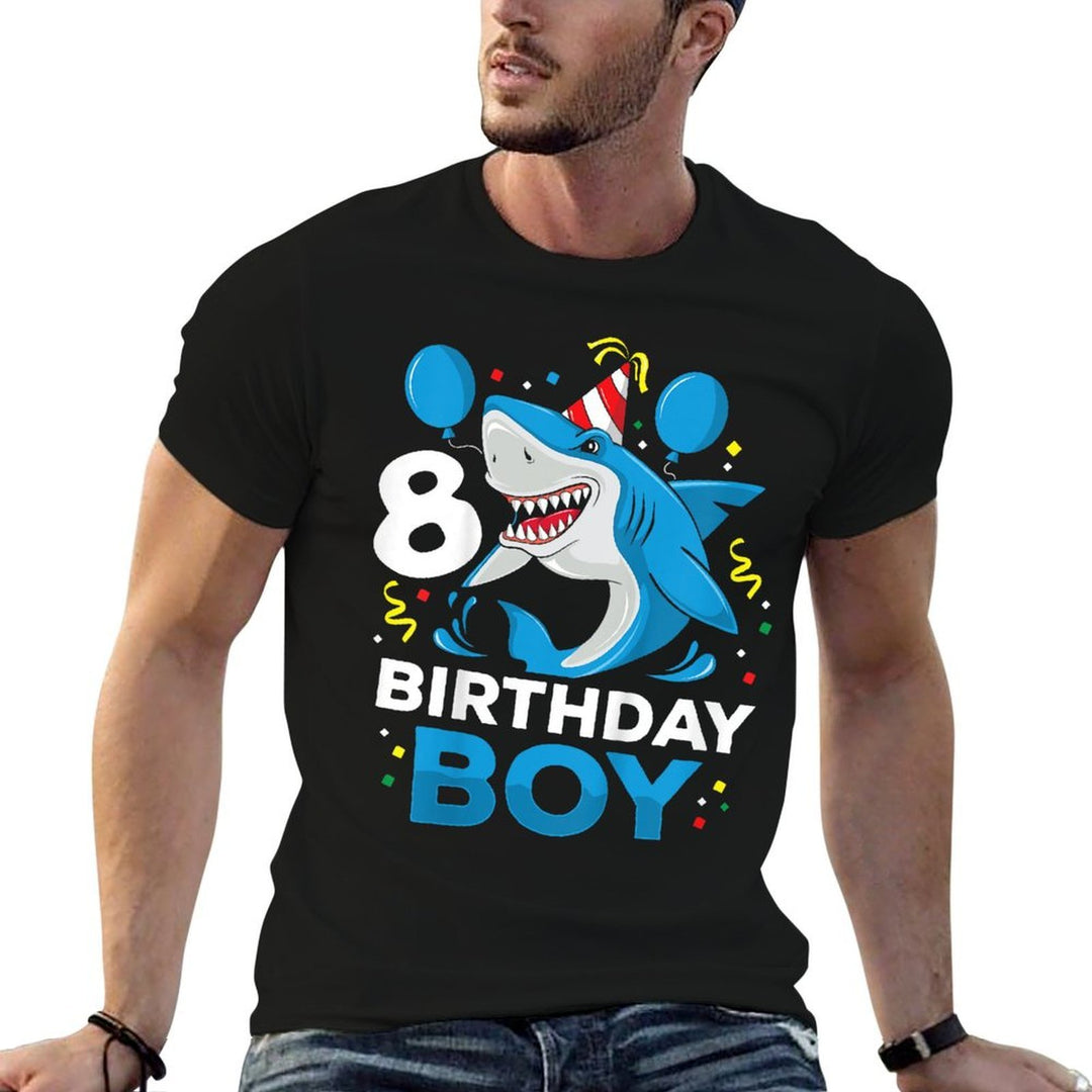 Kids 8th Birthday Boy Shark Ocean Theme Party 8 Years Old For Boy  Quick-drying T-Shirt