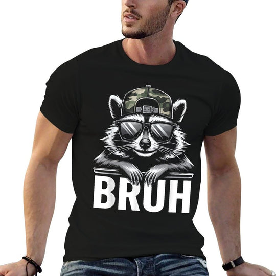 Bruh Raccoon Trash Racoon Camo Hat Youthns Kids Slang  Graphic-printed T-Shirt