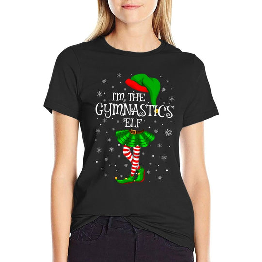 Gymnastics Elf Christmas Matching Family Women Girls Elf  Polyester Blend T-Shirt