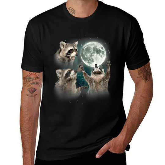 Funny Raccoon  3 Racoons Howling At Moon  Raccoon  Soft T-Shirt