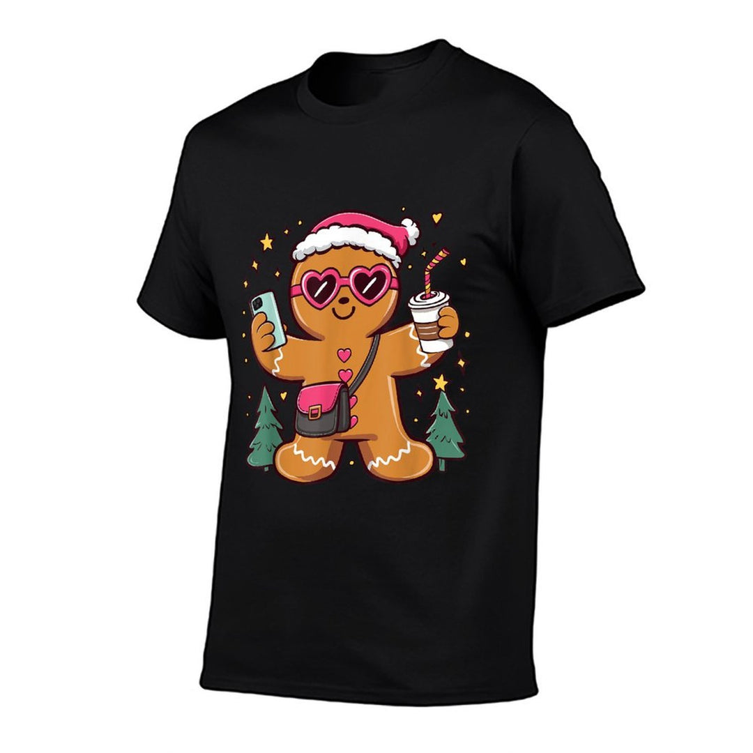 Gingerbread Man Cookie Santa Claus Hat Christmas Boys Girls  Wrinkle-resistant T-Shirt