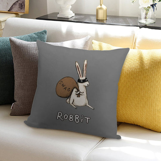Robbit Soft Short Plush Fabric Throw Pillow