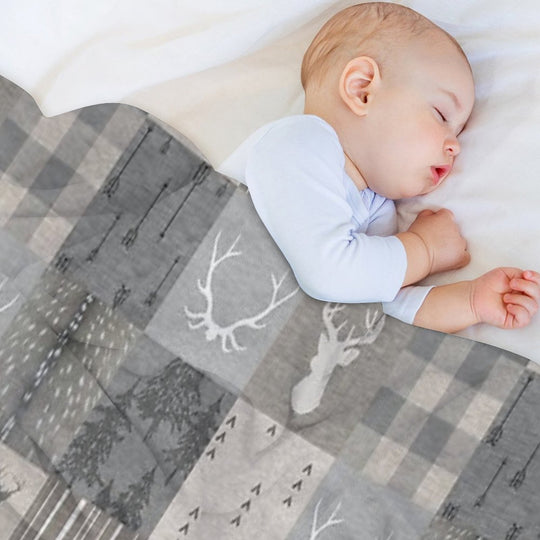 Rustic Woodland Patchwork - Grey And Beige All-season Throw Blanket