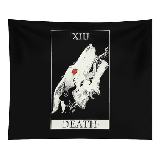 Death Tarot Card Wolf Art Tapestry