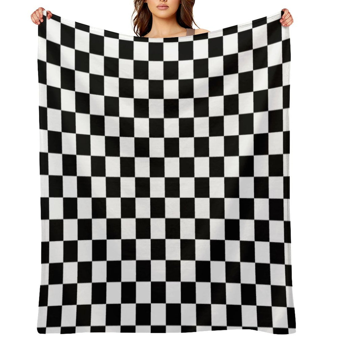 Black And White Checkerboard Pattern Anti-pilling Throw Blanket