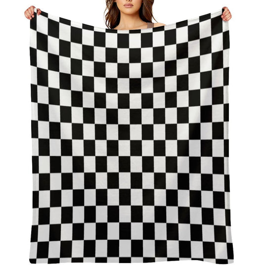 Black And White Checkerboard Pattern Anti-pilling Throw Blanket