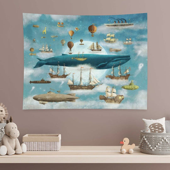 Ocean Meets Sky - Book Art Tapestry