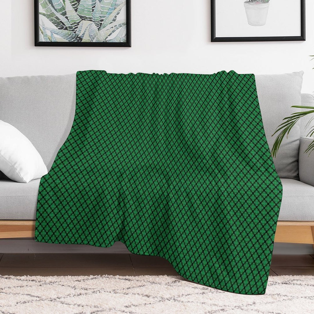 Green And Black Medallions Durable Throw Blanket