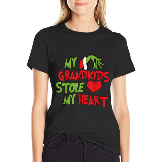 My Grandkids Stole My Heart Christmas Xmas Family Matching  Breathable T-Shirt