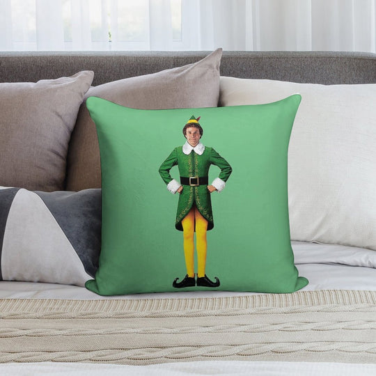 Buddy The Elf, Christmas Movie, Arms Akimbo Will Ferrell Soft Washable Throw Pillow
