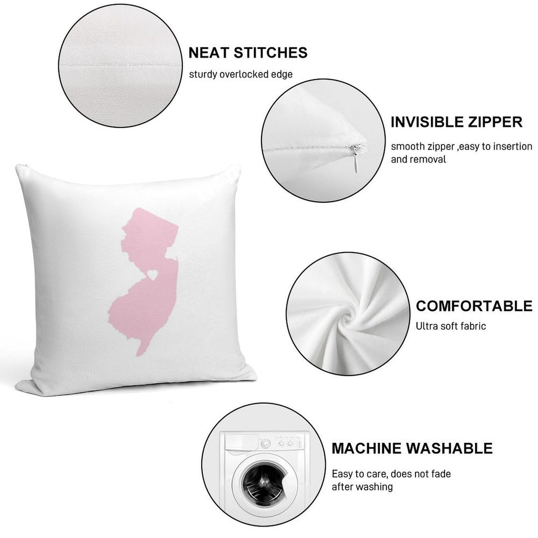 New Jersey Love in Pink Soft Fade-Resistant Throw Pillow