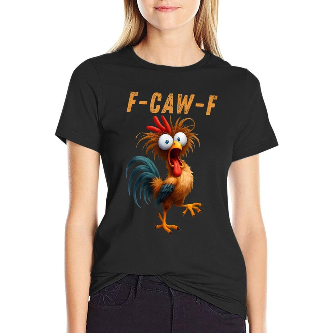 Funny F-Caw-F Chicken FCAWF Chicken  Ribbed Collar T-Shirt