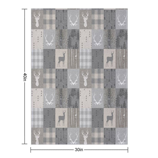 Rustic Woodland Patchwork - Grey And Beige All-season Throw Blanket