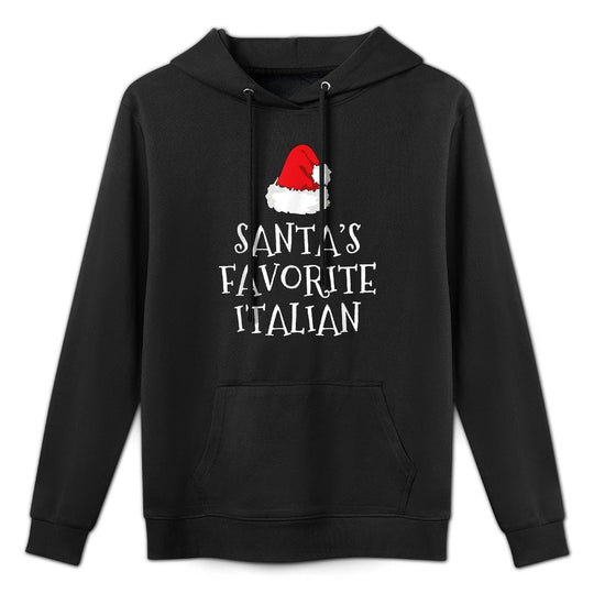 Santas Favorite Italian Christmas Hat Funny Xmas Italia Medium-Weight Fabric Hoodie