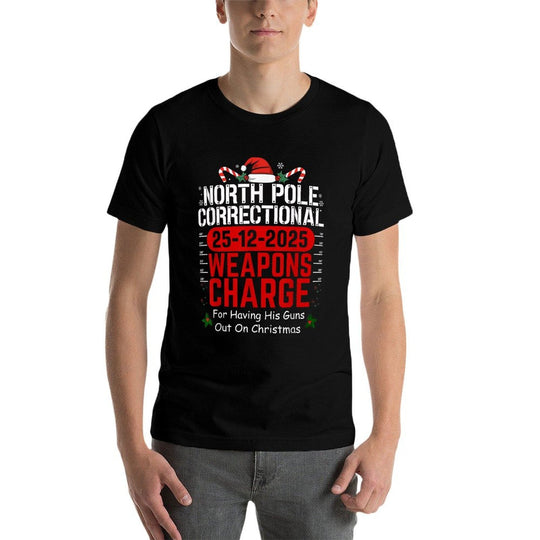North Pole Correctional Weapons Charge for Having His Guns  Cotton T-Shirt