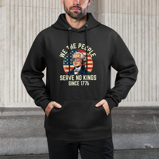 4th of July No King in USA 1776 Patriotic American Cotton-Polyester Blend Hoodie