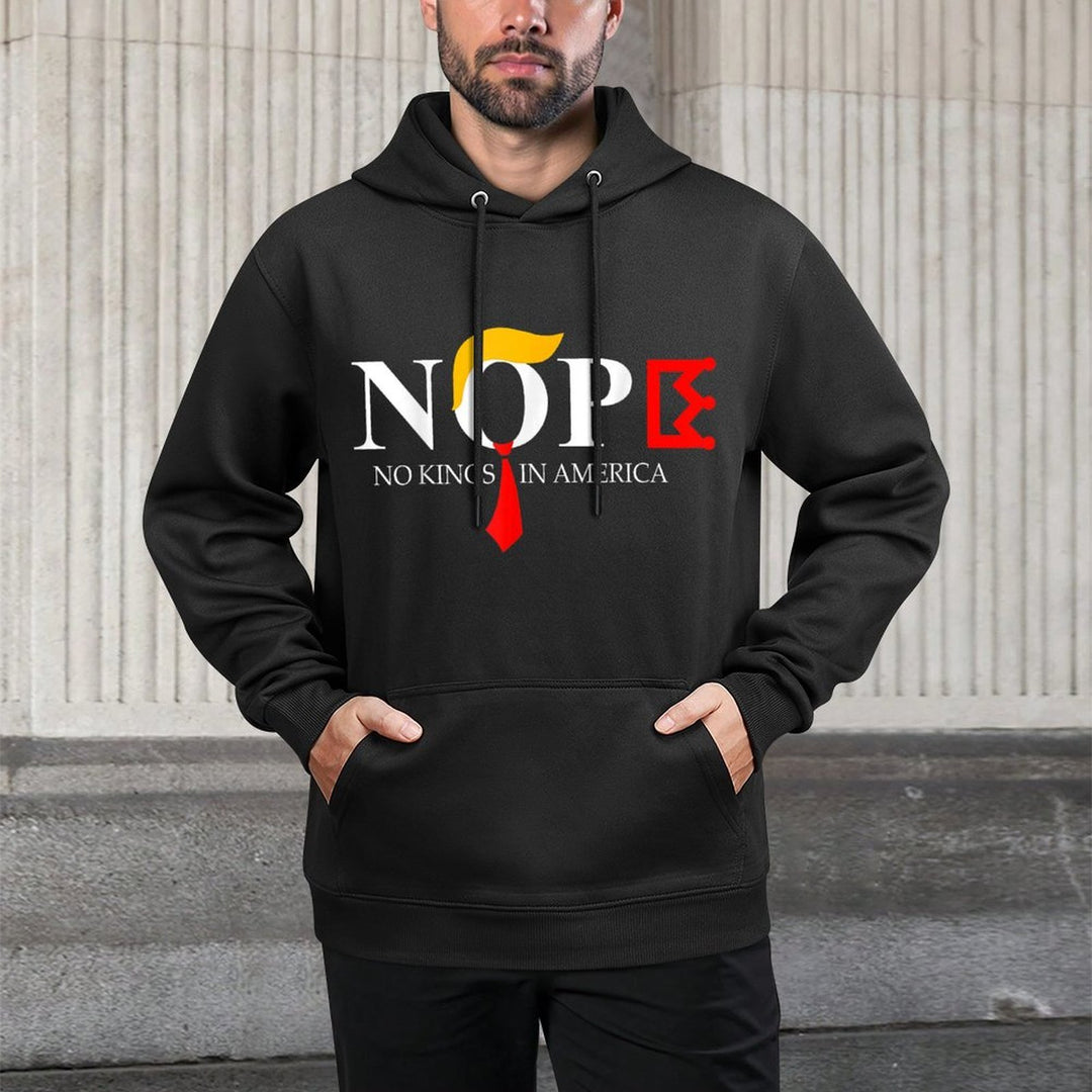 No Kings Nope Protest Sign Horizontal Cotton-Polyester Blend Hoodie