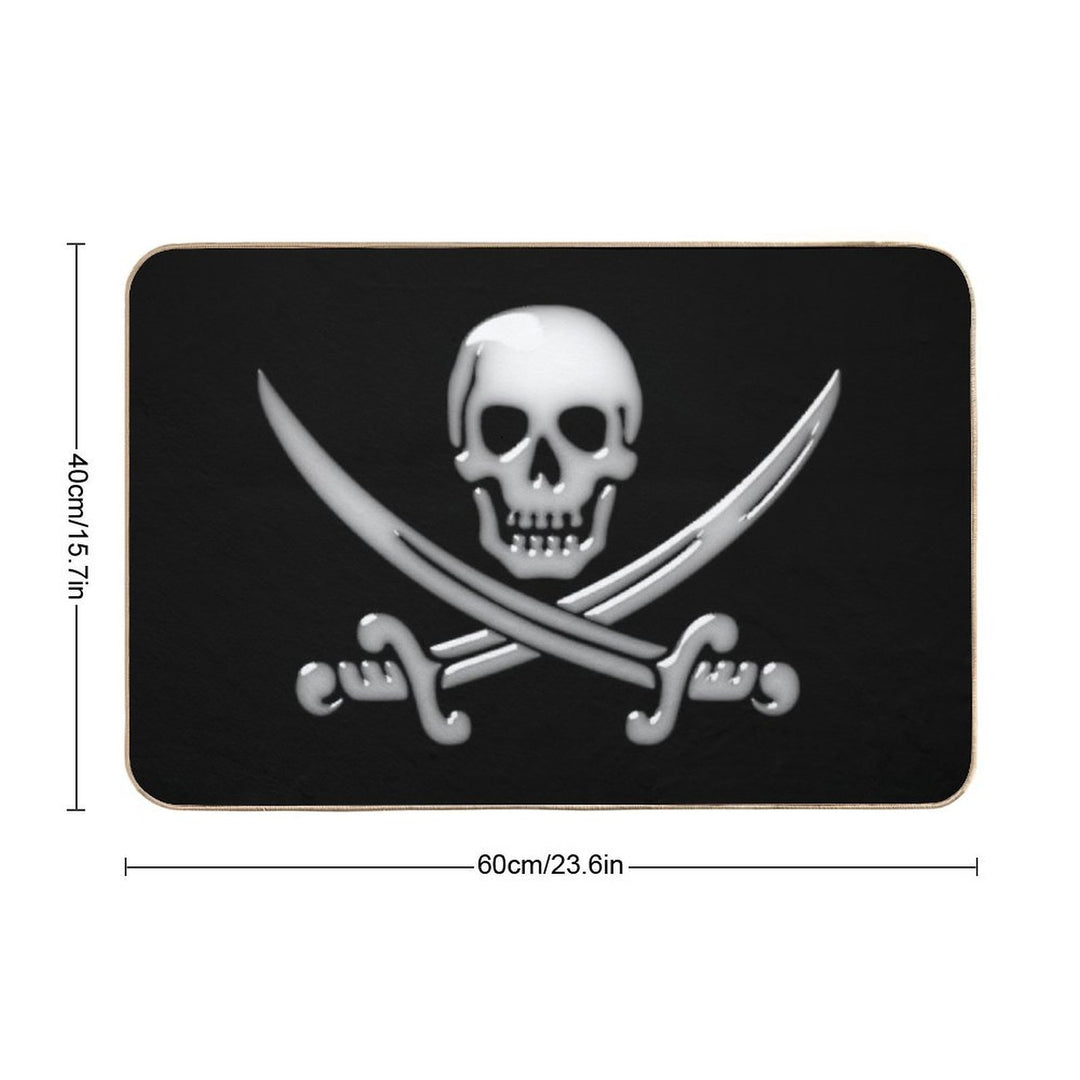 Glassy Pirate Skull & Sword Crossbones  Anti-Trip Bath Mat